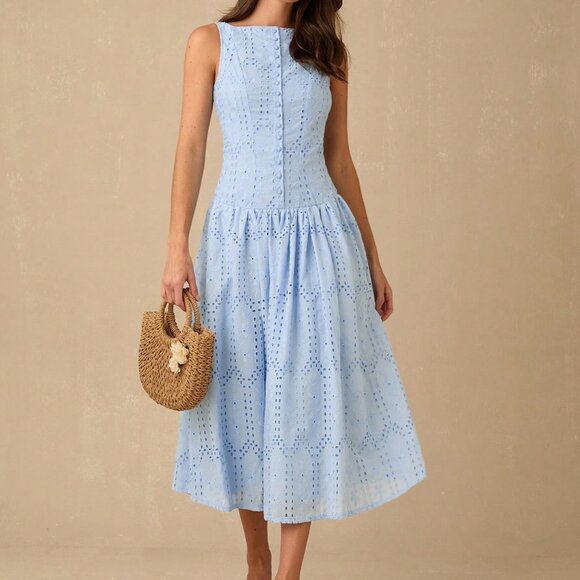 MODA ME COUTURE Dresses & Skirts - Baby Blue Elegant Women's Long Dress